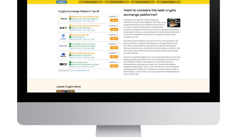 CryptoExchangeFees.com 3 crypto exchange fees
